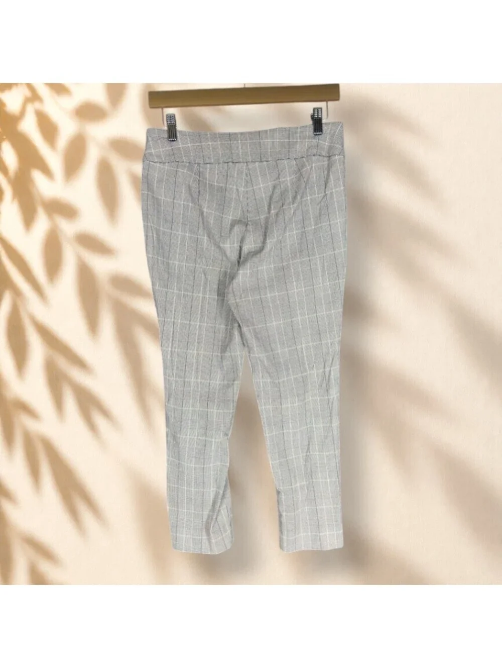 Counterparts Dress Pants Women PM Petite Gray Plaid Mid Rise Flat Front Pull On